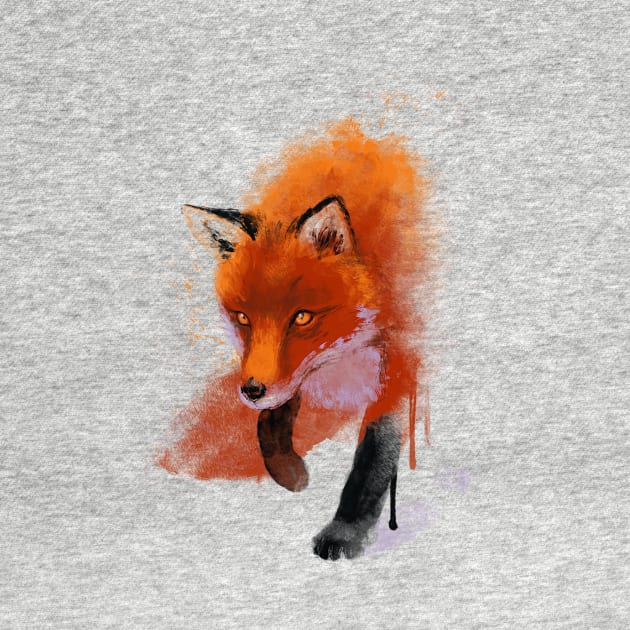 Fox Ink Illustration - Beautiful Fluffy Animal - Nature Forest by BlancaVidal